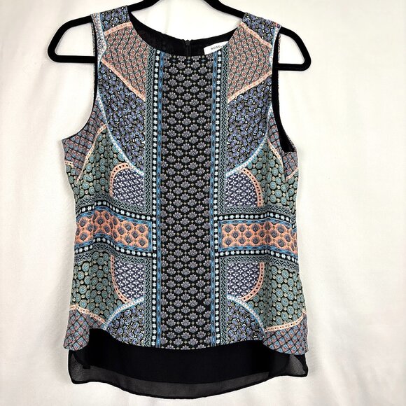 Rose & Olive Tops - Rose + Olive Sleeveless Top Womens Size Small Geometric Print Layered Hem Blouse